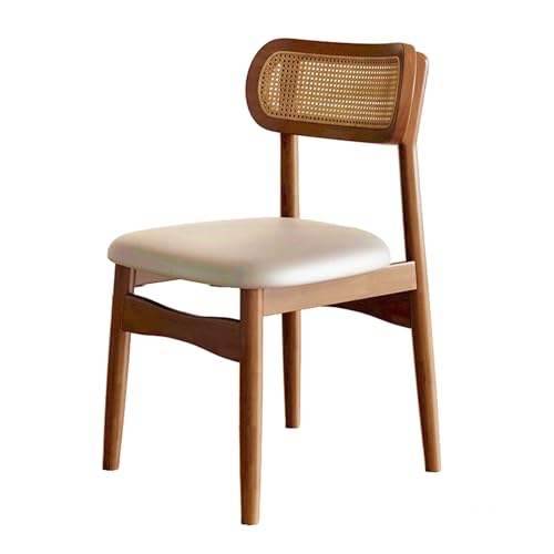 Cómoda silla tapizada con respaldo de mimbre, silla de escritorio de oficina suave para el hogar y di, elegante diseño de nogal y caqui