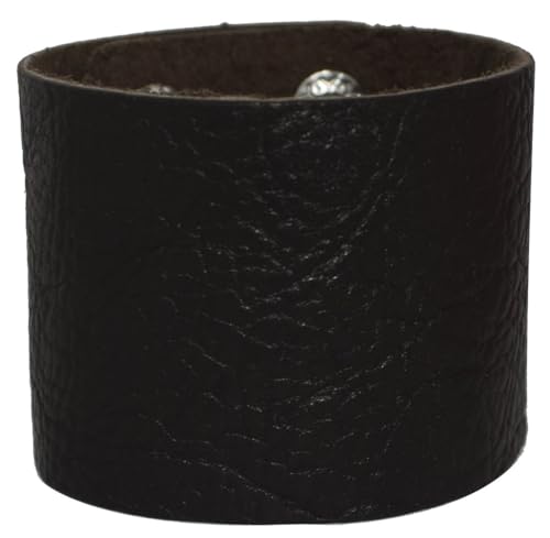 AZYOUNG Men's Black Brown White 5cm Wide Leather Bracelet Two Rows of Buckles Wristband Cuff Bangle,Length:23cm2