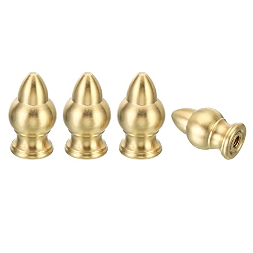 Image of PATIKIL 1.2 inch Tall Brass Lamp Finials Cap Knob, 4 Set Lamp Screw Holder Tapped 1 /4-27 for Table and Floor Lamp Shade Decorations