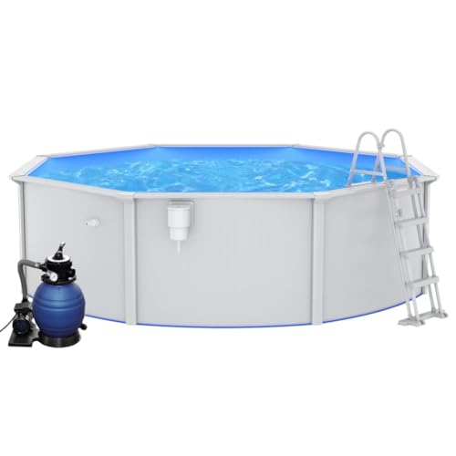 vidaXL Pool mit Sandfilterpumpe Leiter Swimmingpool Schwimmbad Schwimmbecken Familienpool Gartenpool Planschbecken Aufstellpool Frame Pool 460x120 cm