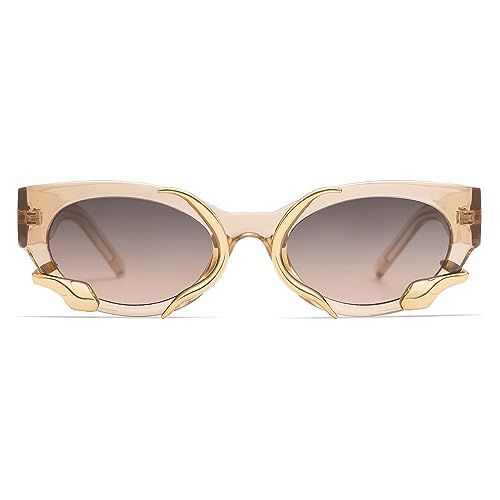 Trendy Sunglasses for Women Men Vintage Narrow Cateye Metal Snake Sunnie Y2k Accessories AP3621