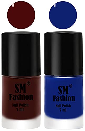 Image of Long Lasting Nail Polish | Nail Paint Combo 7 ml Each) - Set of 2 Wine-Blue