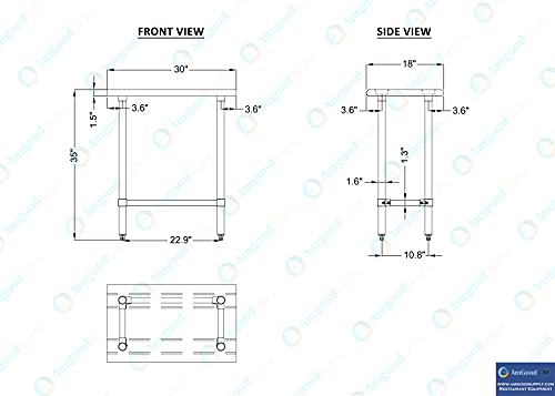Image of AmGood Stainless Steel Work Table Open Base | Metal Work Bench (Stainless Steel Table Open Base, 30 inch Long x 18 inch Deep)