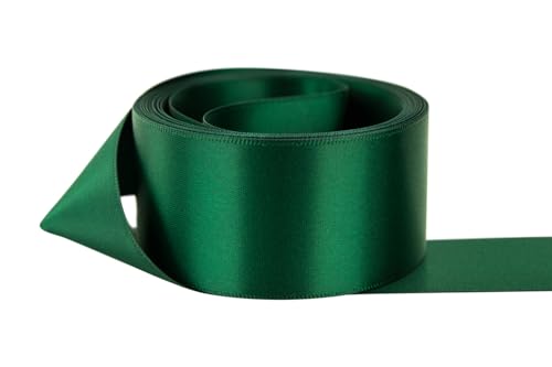 Image of Ribbon Bazaar Double Faced Satin - Premium Gloss Finish - 100% Polyester Ribbon for Gift Wrapping, Crafts, Scrapbooking, Hair Bow, Decorating & More - 3-1 /2 inch Hunter 25yd Spool