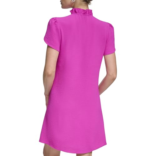 Image of DKNY Women's Front Tie Ruffle Neckline Trapeze Dress