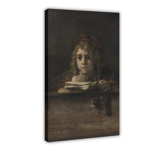 Toile Rembrandt Titus à son bureau : un tableau vibrant d'histoire chez vous