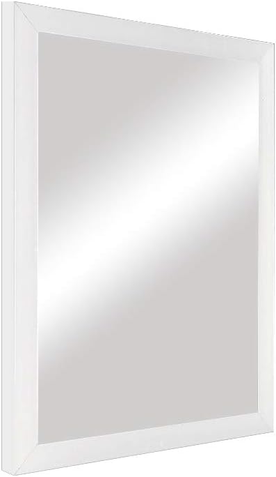 DRULINE Espejo de pared – Espejo de baño – Espejo decorativo – Espejo de pasillo – Plástico blanco mate – Ancho x Alto aprox. 30 x 40 cm superficie de espejo – Se puede colgar en vertical y horizontal