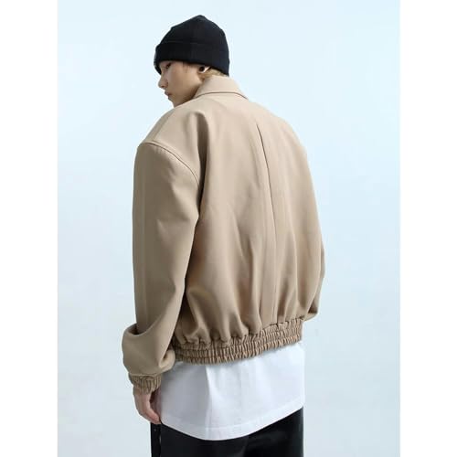 Veste à revers pour hommes kaki en taille M coupe ample décontractée