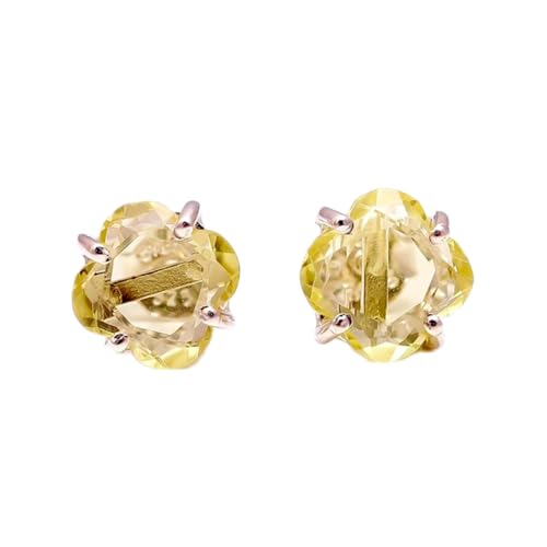 Boucles d'oreilles quartz citron argent 925 femme minimaliste