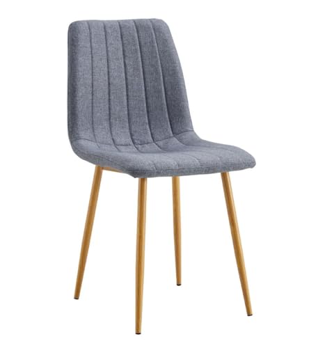 CAMBIA TUS MUEBLES CTM® Pack 4 Sillas Nadia 44x55x87 cm – Tapizadas con Acolchado y Costuras Verticales, Patas Metálicas Imitación Roble, Diseño Nórdico Atemporal para Comedor (Color Gris)