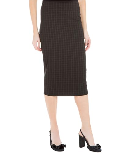 Max Studio London Womens Phoebe Plaid Pull On Pencil Skirt Black XS
