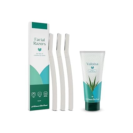 3 Facial Razor & Valoisa Aloevera Gel|Easy,Safe & Painless Hair Removal|For Facial Hair & Bikini Area |Soothes Body & Moisturizes Skin After Shave