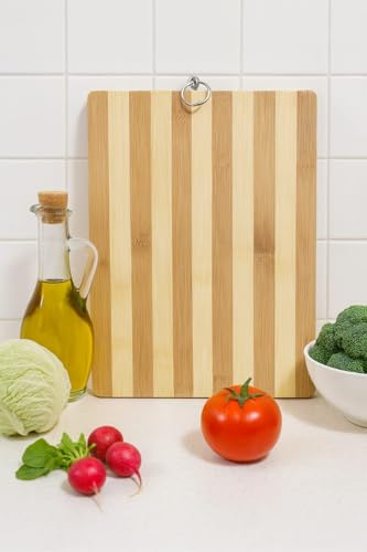 Image of Wooden Chopping Board for Kitchen | Bamboo Cutting Board for Vegetables & Fruits | Food Grade, Eco Friendly, Heavy Duty Kitchen Board with Hanging Loop