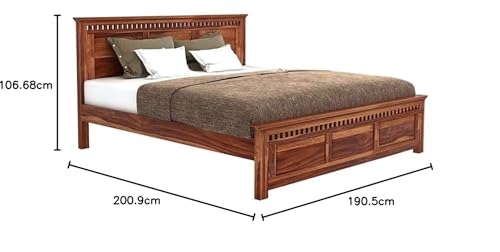 Image of Wooden King Size Bed Without Storage Solid Wood Foldable for Bedroom | Wooden Folding Cot King Size Bed Frame (King Size, Honey Finish, 1 Piece)