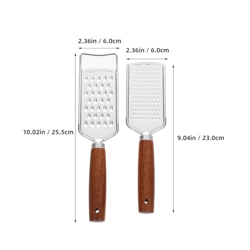 Set de 2 ralladores multiusos de acero con mango de madera miniatura 2