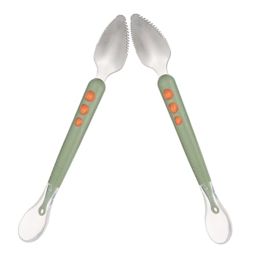 VANZACK 2 Piezas Cucharas de para Bebés Doble Ergonómica para Fruta y Alimentos Suaves y Resistentes Aptas para Recién Nacidos y Aprendizaje de Alimentación