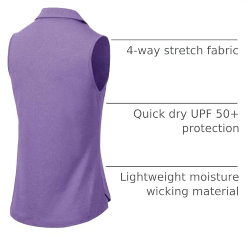 Image of BGOWATU Women's Sleeveless Golf Polo Shirts Collared V Neck Tennis Tank Tops UPF 50+ Quick Dry Lightweight