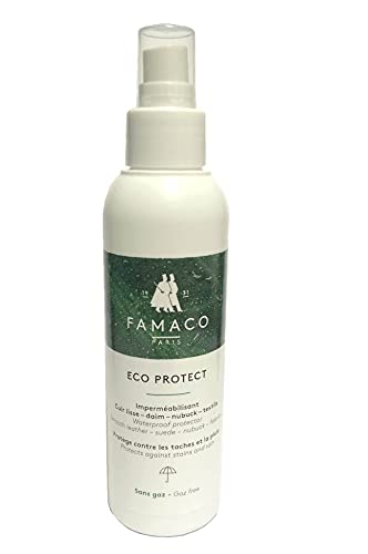 Famaco - Spray Eco Protect 150ml - Imperméabilisant sans Gaz - Protège contre l’Eau et les Tâches - Pour tous les Cuirs, Daims, Nubucks et Textiles et Matières Synthétiques