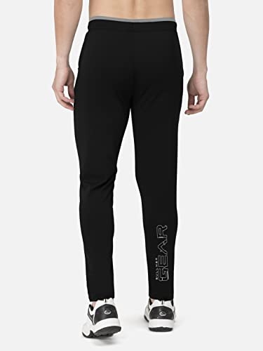 Image of BULLMER Black Trendy Printed Cotton Blend Active Athleisure Trackpant for Men