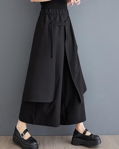 ellazhu Women's Oversized Irregular Drop Crotch Wide Leg Hakama Drawstring Harem Pants GZ194 A2