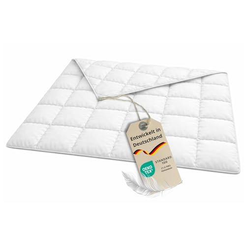 Bodyprotect Daunendecke 135x200 cm Sommer Decke, leichte Sommerbettdecke aus 70% Daunen & 30% Federn, Oeko-TEX Bettdecke, Sommerdaunendecke 135 x 200 cm mit Bezug aus Reiner Baumwolle