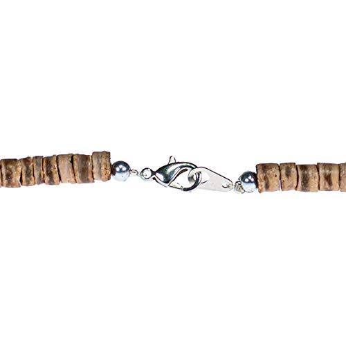 Bluerica Wood & Shell Sea Turtle Pendant On Tiger Brown Coconut Beads Necklace (5Mm) #TOP4