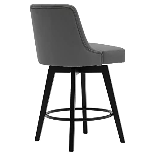 Minceta Counter Stool,26" 360 Free Swivel Upholstered Bar Stool With Back-Set Of 2-Pu In Dark Gray #TOP3