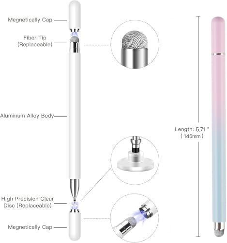 4 lápices capacitivos universales para tablet Android e iOS en negro blanco azul y rosa 2