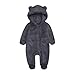Children's Boys and Girls Outfit Long Sleeve Bear Hooded Coat Fashion 2025 Winter Jumpsuit Fleece Loose Romper Dark Gray