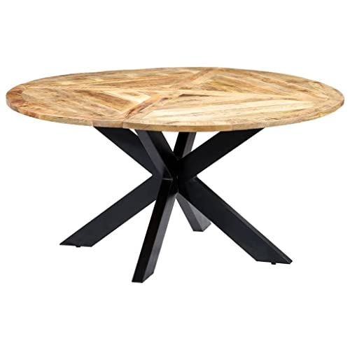 vidaXL Table de Salle à Manger Rond Table à Dîner Table de Cuisine Table de Repas Meuble à Dîner Maison 150x76 cm Bois de Manguier Massif