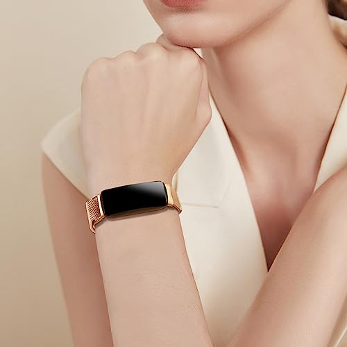 Tobfit Watch Strap Compatible with Fitbit Inspire 3 (Watch Not Included), Stainless Steel Chain Strap with Magnetic Buckle Compatible for Men & Women