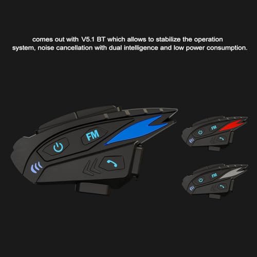 Intercomunicador de moto de 2 Km de alcance con Bluetooth 5.1 para 10 personas 7