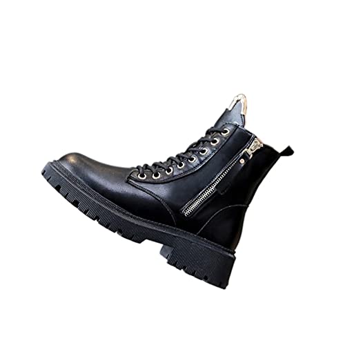 Bottines à semelles épaisses en velours noir avec fermeture éclair latérale