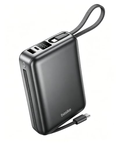 Basike Carregador Portátil, Power Bank 20000mAh com Cabos Integrados(Cinza)