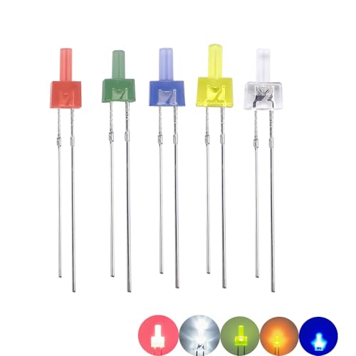 Cleiscry 100PCS 2mm Multicolor flache Oberseite, Diffused Len LED Diode Licht Verschiedene Kit Grün Blau Weiß Gelb Rote Komponente für Wissenschaftsprojekte, Schulen und Heimwerkerprojekte Cleiscry 100PCS 2mm Multicolor flache Oberseite, Diffused Len LED Diode Licht Verschiedene Kit Grün Blau Weiß Gelb Rote Komponente für Wissenschaftsprojekte, Schulen und Heimwerkerprojekte