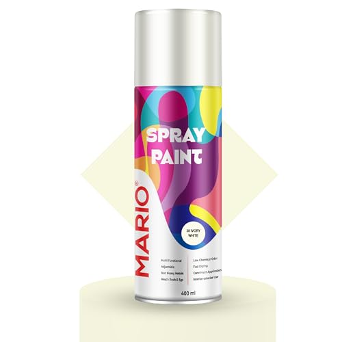 Image of Mario Spray Paint - 38 Ivory White (400ml) | Ivory White Spray Paint for Cars, Bikes, Walls & Furniture | Smooth Finish