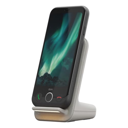 Doro - Pack Smartphone Aurora A10 - Socle de Charge Inclus - Facile à Utiliser - Touche d'Assistance - Localisation GPS - Compatible Appareils Auditifs - Socle de...