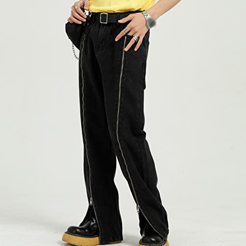 Men's Stylish Zipper Bell Jeans Classic Retro 60s 70s Flared Denim Pants Vintage Straight Leg Hip Hop Jean4