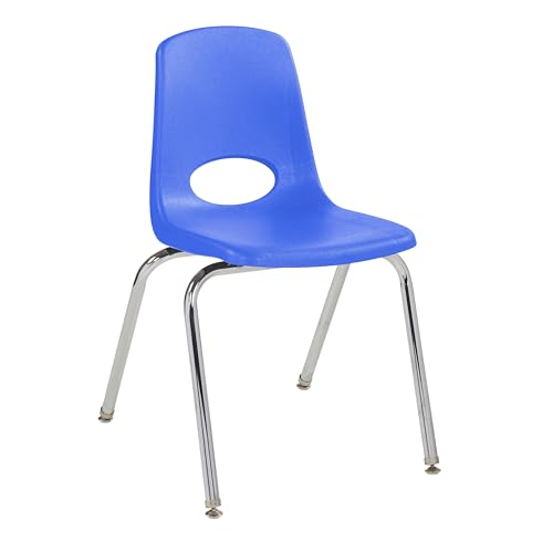 Image of FDP 18 inch School Stack Chair,Stacking Student Seat with Chromed Steel Legs and Swivel Glides for Classroom, Homeschool or Office - Blue, 11561-BL