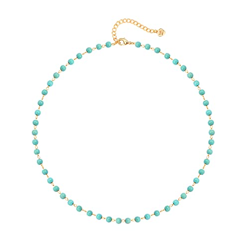 Beaded Choker Necklaces for Women Girls Natural Turquoise Fluorite Malachite Stone Bohemian Beaded Choker Jewelry