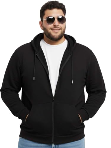 Image of UNSTD Plus Size Men Solid Zipper Hoodie Regular Fit Winter Wear