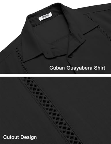 COOFANDY Mens Cuban Guayabera Shirts Short Sleeve Button Down Shirt Lightweight Summer Beach Shirts 5