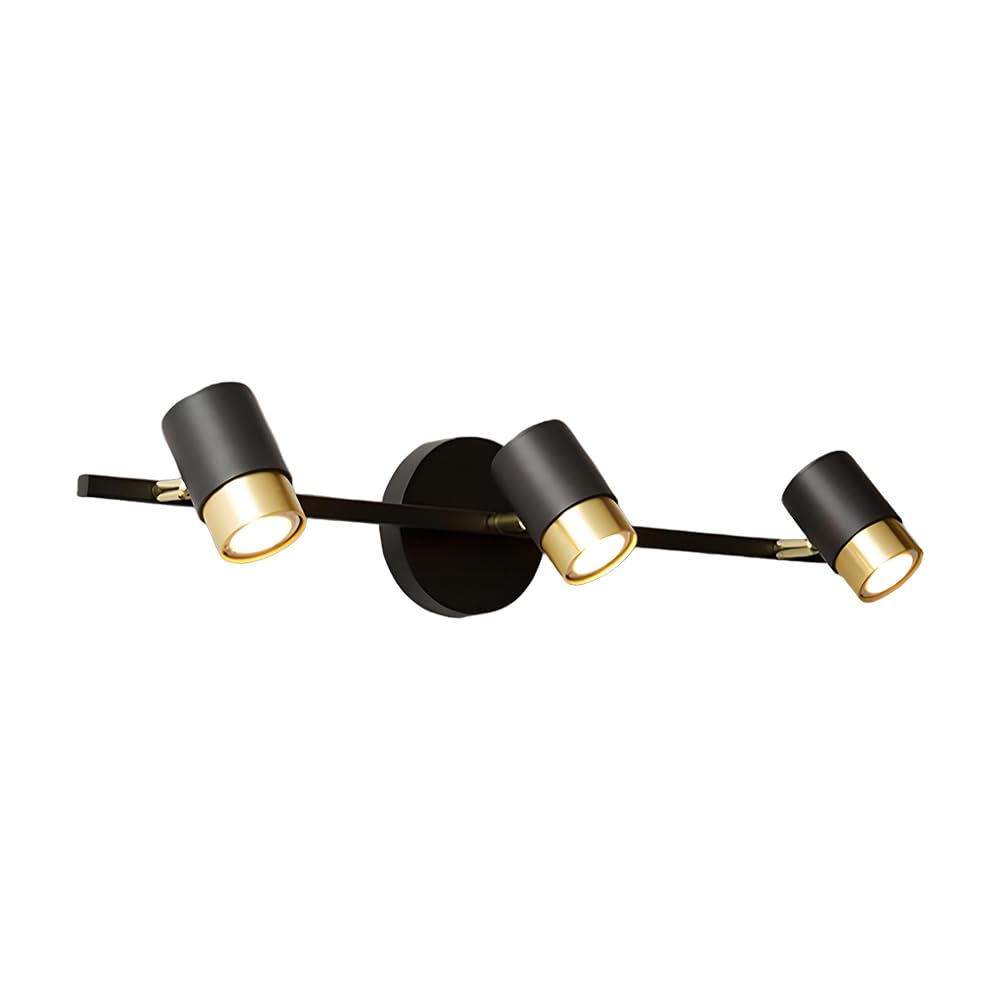 Aplique de pared negro, ajustable de 3 luces, luz de tocador, luz de cuadro, lámpara de arte moderno de 22 pulgadas, luz de montaje en pared cableada, luces puntuales giratorias para sala de estar