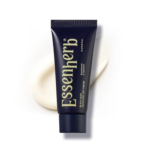 ESSENHERB Black Snail Signature Lift Cream – Korean Skincare Firming Moisturizer with 65% Snail Mucin, Peptides & Hyaluronic Acid – Cream for Skin Texture & Elastic-Looking Finish – 0.50 fl oz (15ml)