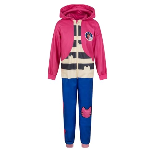 Gabby's Dollhouse/La casa de muñecas de Gabby 100% Poliéster Pijama Niña Entero con Capucha, Pink, 9-10 Años: 140cm, Rosado