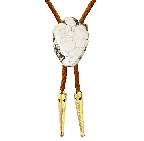 Image of Daisy Del Sol Gemstone Bolo Tie Braided Vegan Faux Leather Natural Stone Gold Handmade Necklace Adjustable Boho Western Jewelry