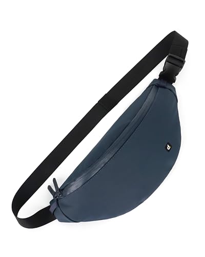 Image of Destinio Waist Bag for Men and Women - Anti Theft, Waterproof Zippers and Back Pocket - Large Travel Waist Pouch, Fanny Pack, Belt & Hip Bag for Hiking, Passport, Gym (Blue)