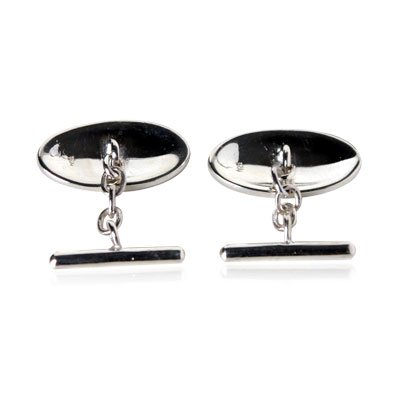 Cuff-Daddy Sterling Silver Chain Cufflinks With Black And Red Enamel With Presentation Gift Box | Oval Chain And Bar Cuff Links Jewelry Perfect For Weddings Business Formal #TOP3