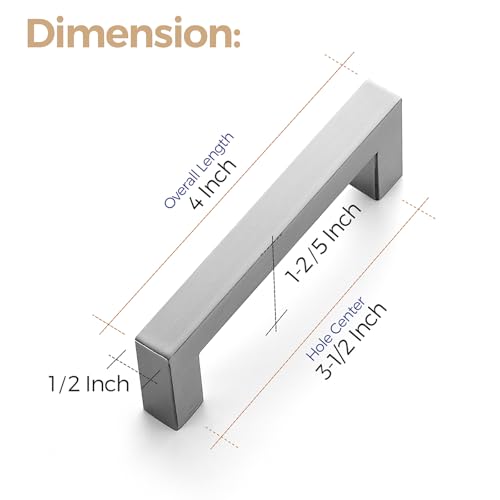 Image of Ravinte 20 Pack 3-1 /2 Inch Square Cabinet Handles Satin Nickel Pulls Brushed Nickel Drawer Pulls Kitchen Cupboard Hardware for Cabinets Cupboard Drawer Handles