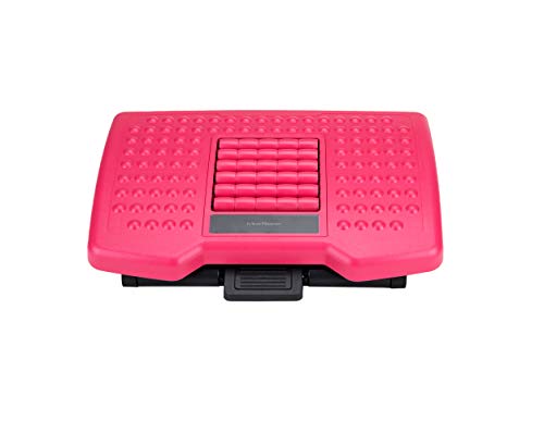Mind Reader Adjustable Height Foot Rest with Rollers for Massage, Pink